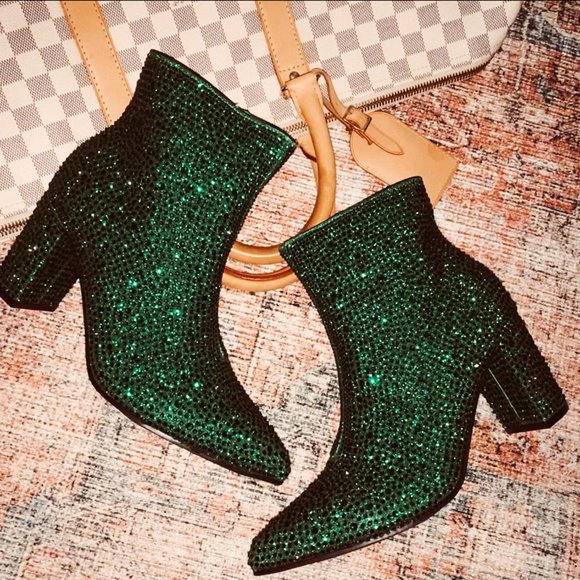 Cream And Emerald Polka Dot Men's Boots